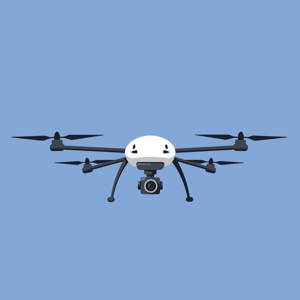 Aerial Drone with Camera in Flight Captured in Detailed Flat Style Illustration vector