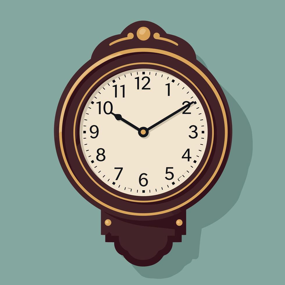 Antique Wall Clock with Ornate Design in Detailed Retro Style Illustration vector