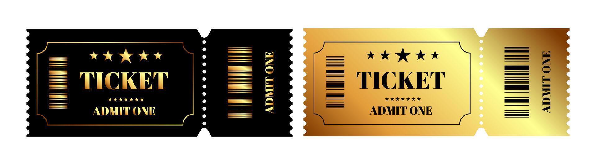 Gold VIP ticket design for exclusive entry to events or shows vector