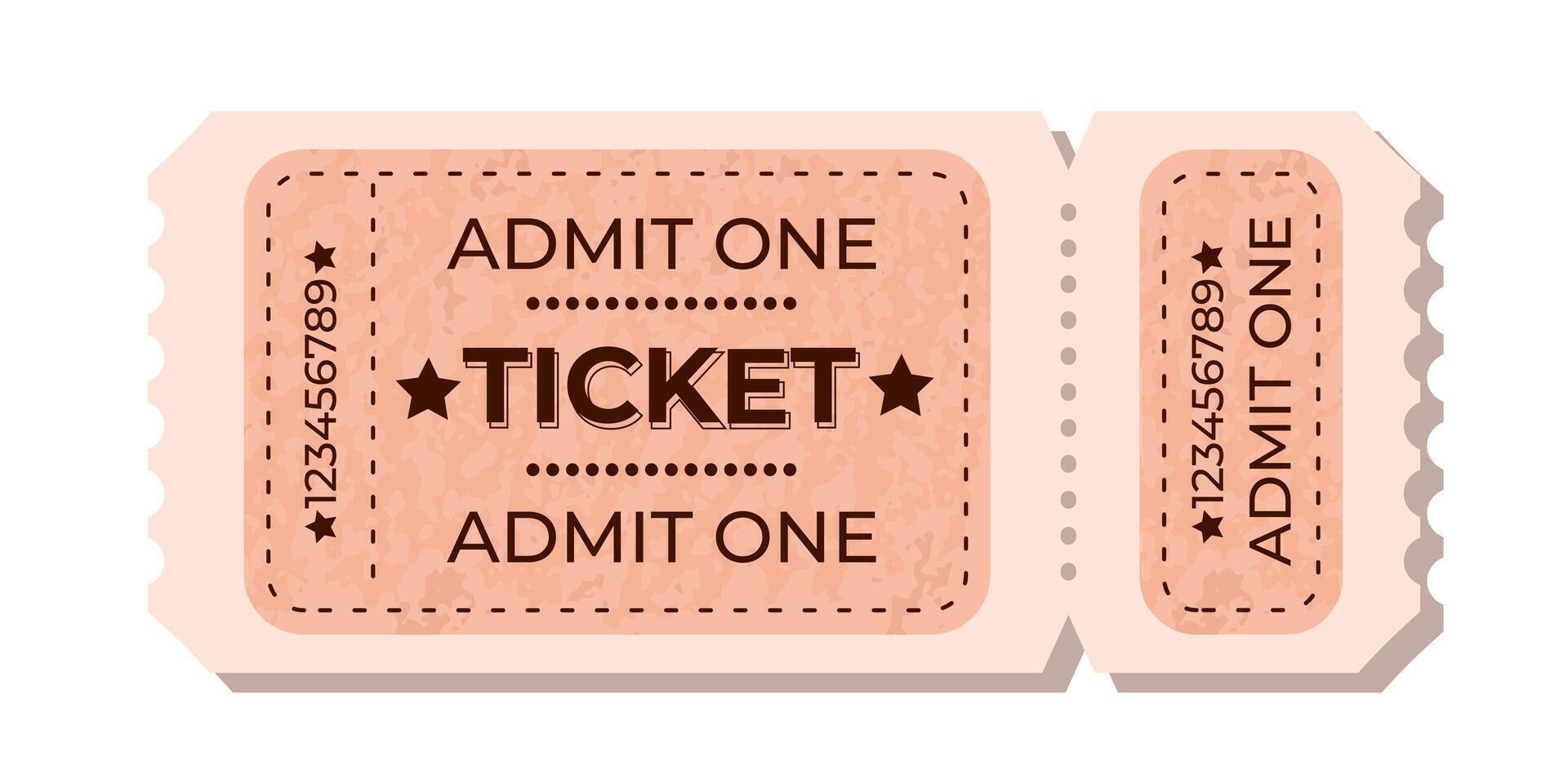 Classic admit one ticket for an event or entertainment venue with vintage design vector