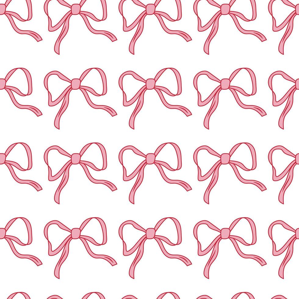 Pattern of pink bows on a white background ideal for crafting and design projects vector