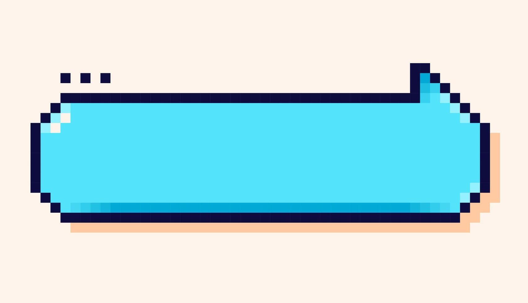 Speech bubble with color blue background drawn in 8 bit pixel art style. vector