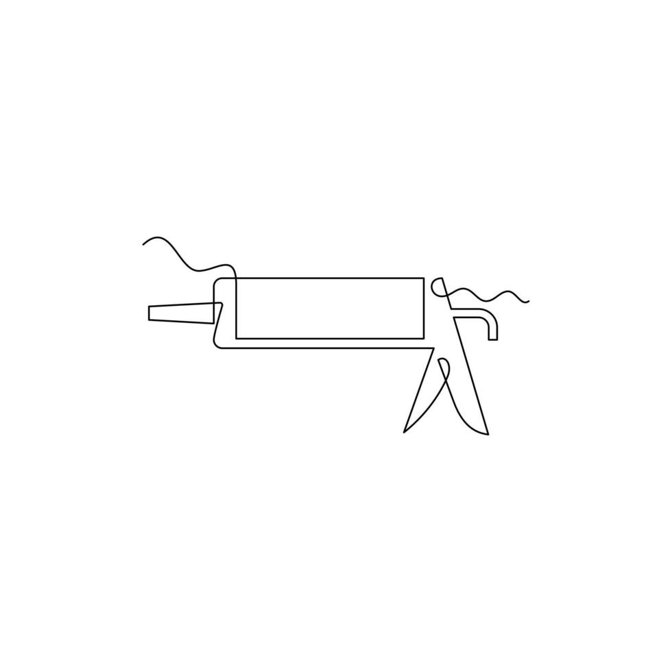 one line art Silicone Caulk Gun Tool illustration. line art, one continuous line, simple, hand drawn and sketch style. for icons, symbols, signs or logos vector