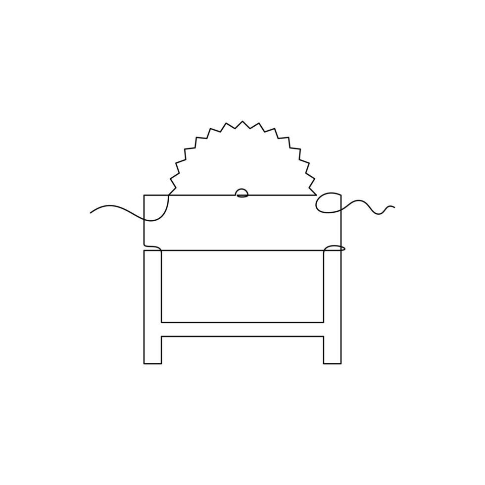 one line art Table Saw Tool illustration. line art, one continuous line, simple, hand drawn and sketch style. for icons, symbols, signs or logos vector