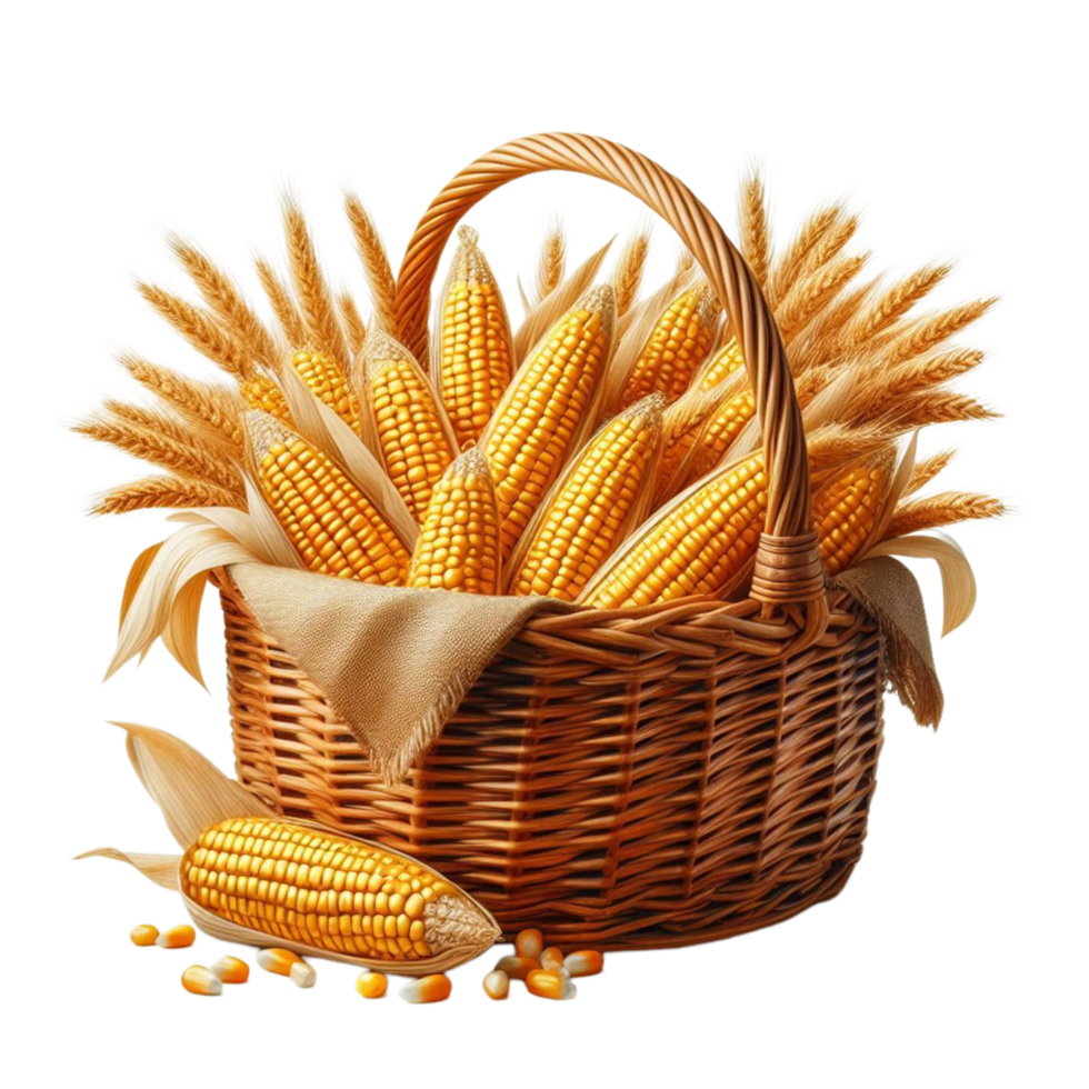 Basket of Ripe Corn Ears png