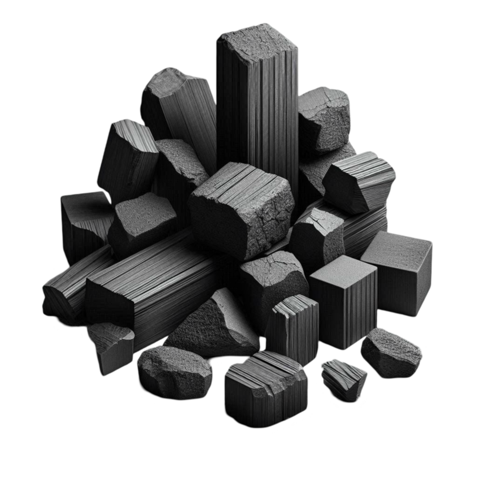 Stack of Black Crystals or Minerals png