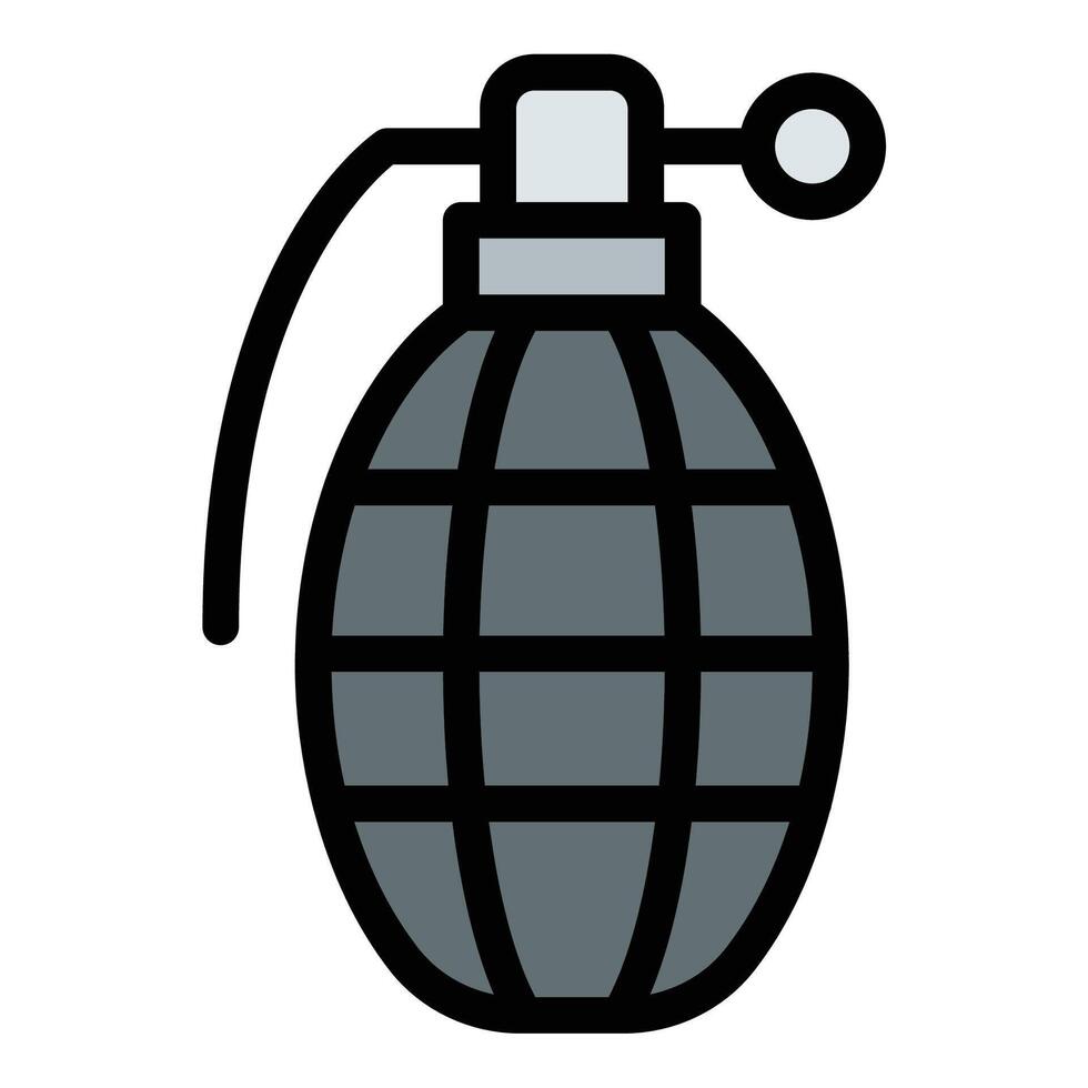 Grenade icon flat line style illustration representing explosive weapons and combat, suitable for military, tactical, and action-related projects vector