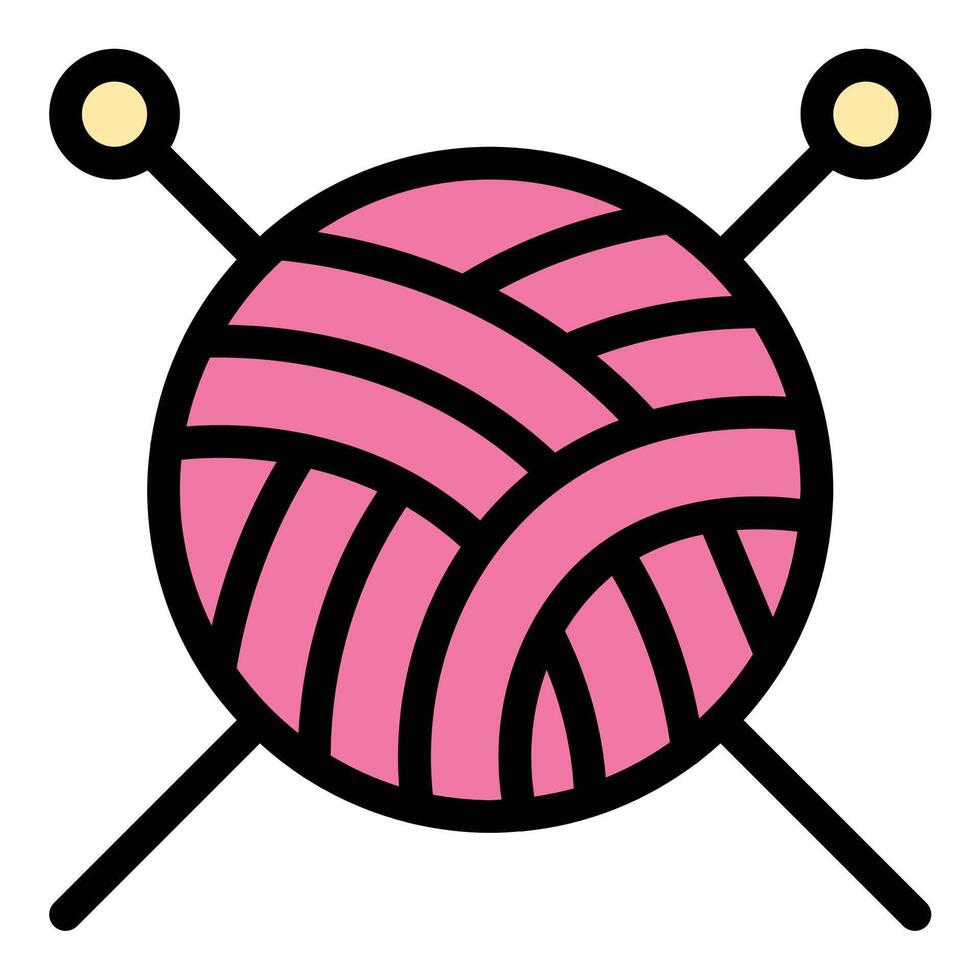 Knitting icon flat line style illustration representing handmade textile creation and yarn crafts, suitable for DIY, fashion, and crafting-related projects vector