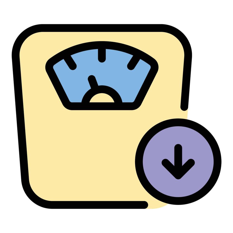 Weight loss icon flat line style illustration representing fitness and body transformation, suitable for health, wellness, and nutrition-related projects vector