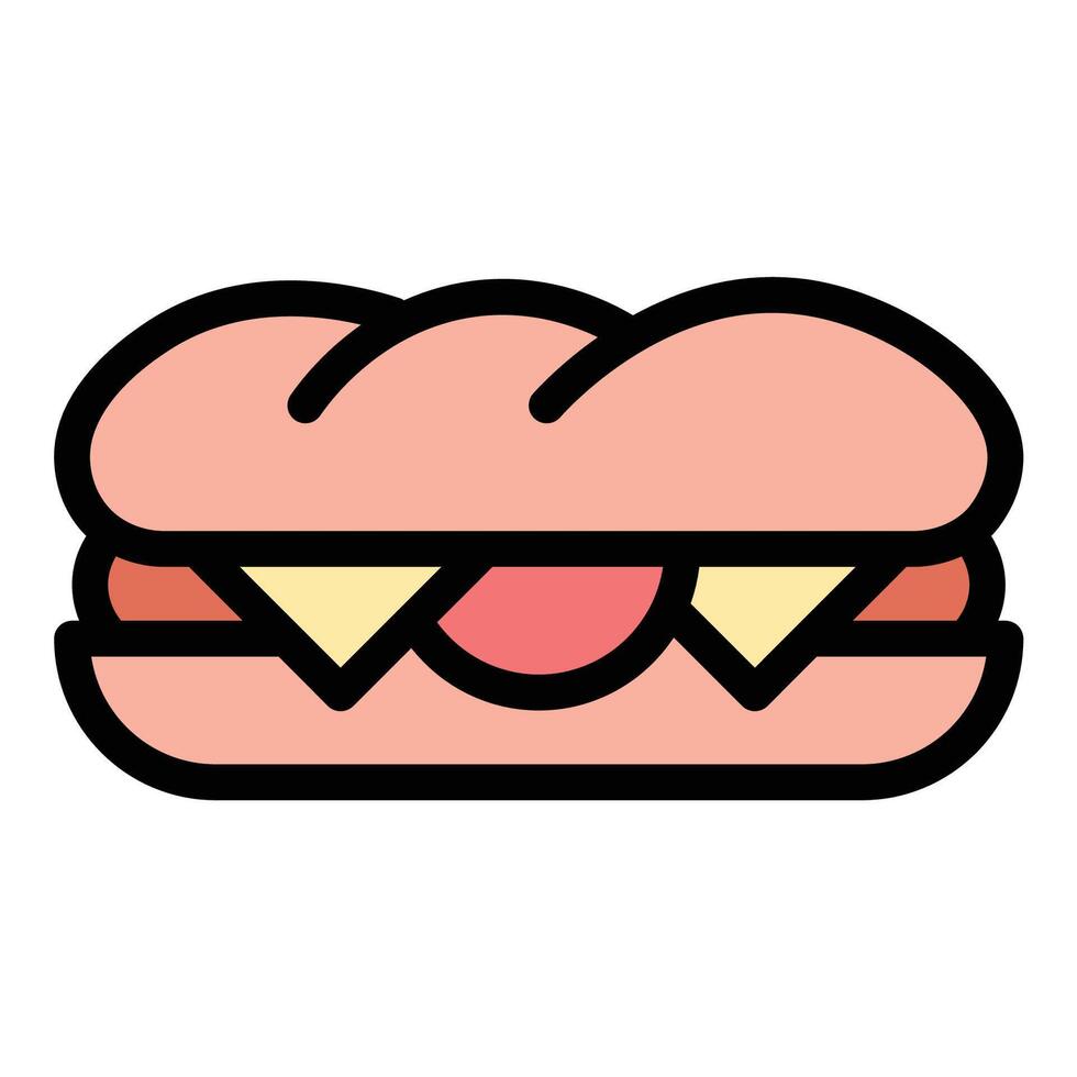 Sandwich icon flat line style illustration representing quick meals and snacks, suitable for cafe, deli, and food delivery projects vector