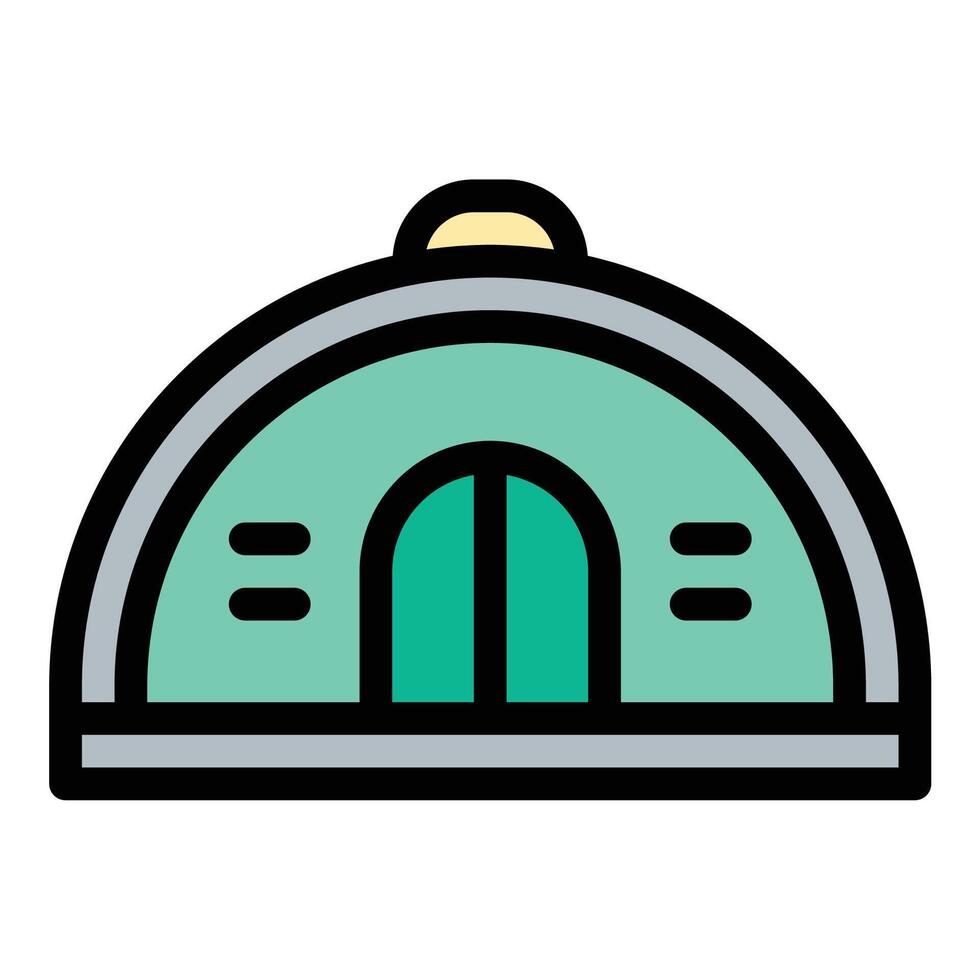 Bunker icon flat line style illustration representing shelter and defense, suitable for military, survival, and strategy-related projects vector