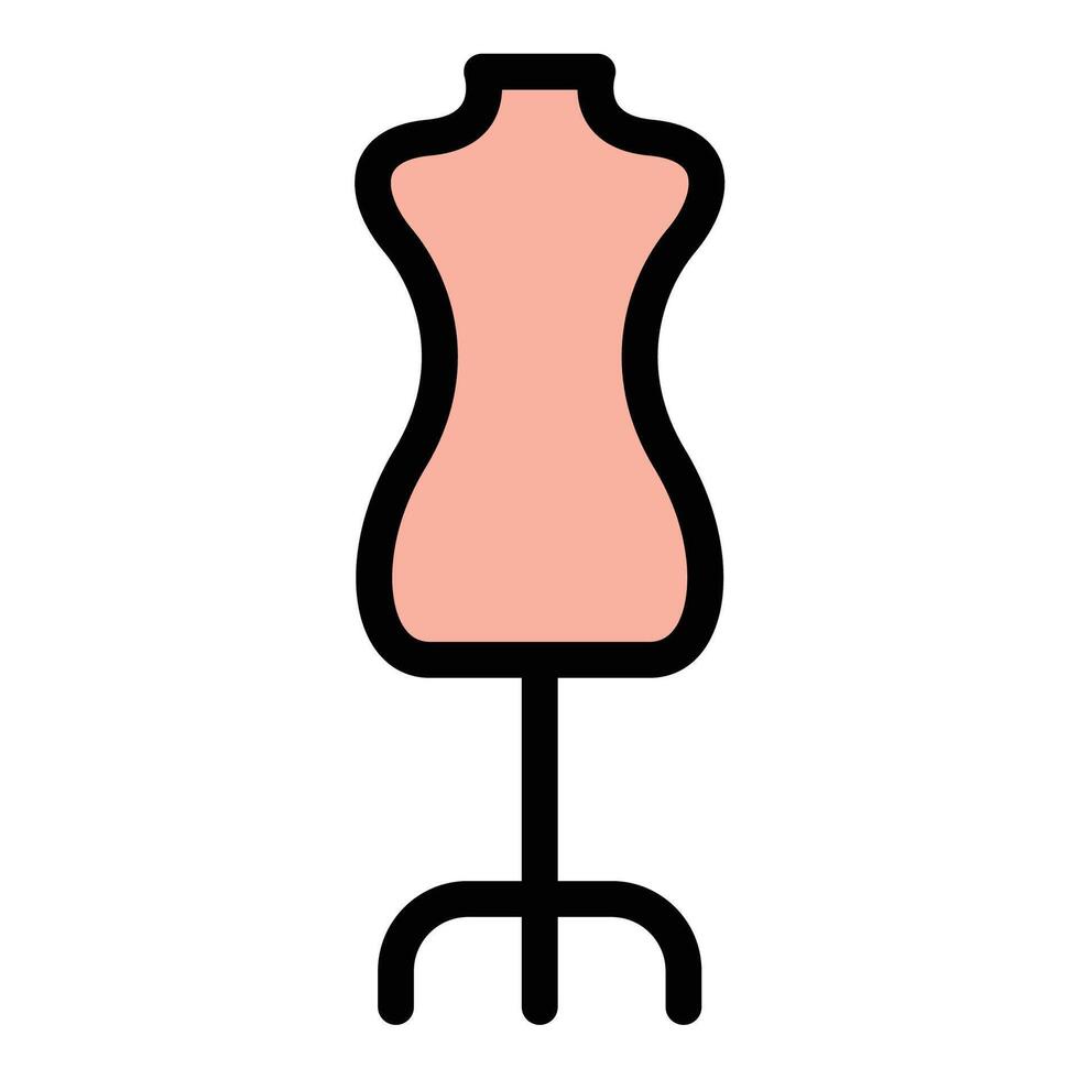 Mannequin icon flat line style illustration representing fashion design and clothing display, suitable for retail, tailoring, and garment-related projects vector