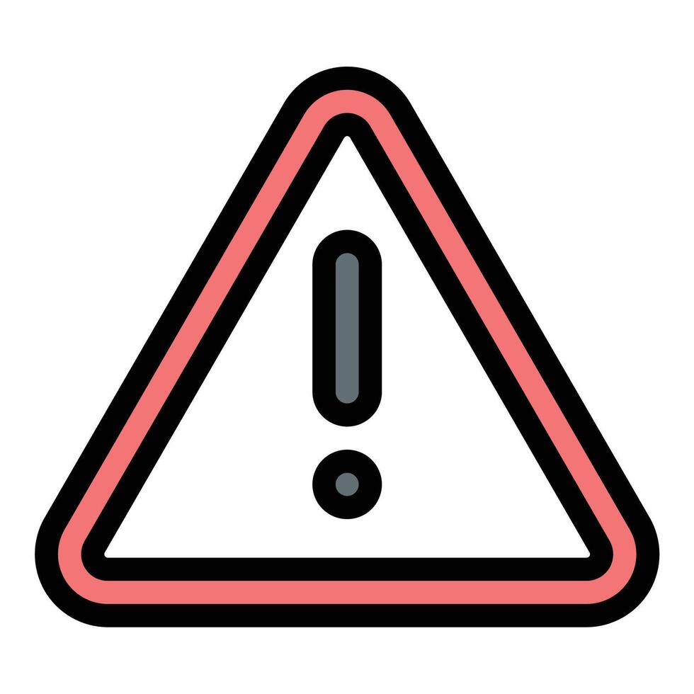 Warning sign icon flat line style illustration representing caution and hazard alerts, suitable for safety, construction, and emergency-related projects vector