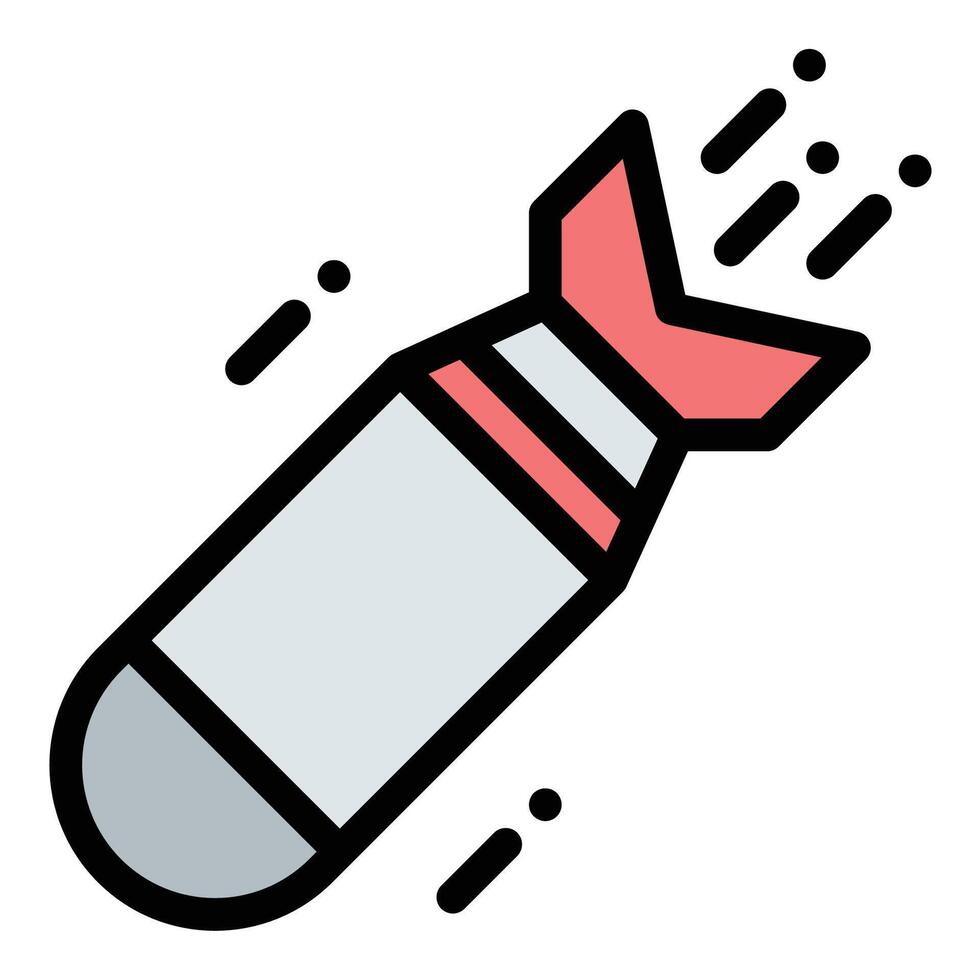 Bomb drop icon flat line style illustration representing explosion or impact, suitable for military, action, and strategy-related projects vector