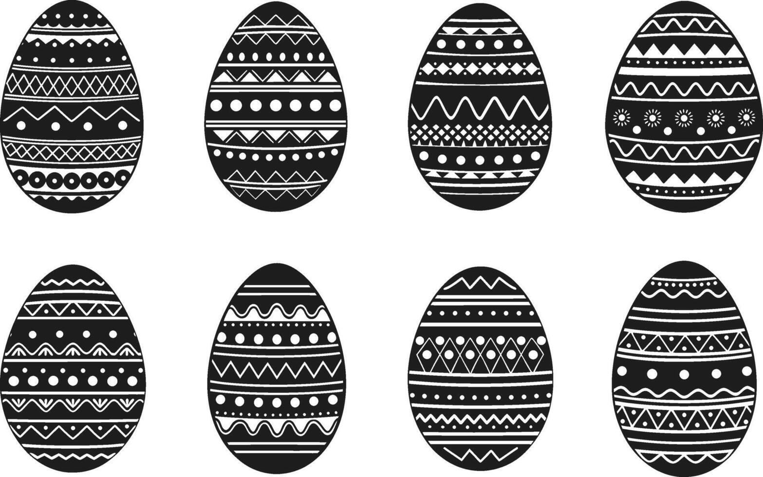 Set of Black Easter Egg Silhouettes - Decorative Collection vector