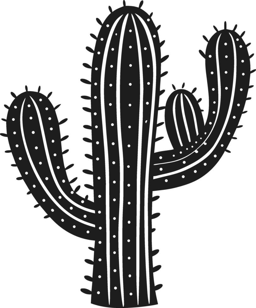 Cactus Silhouette Illustration - Bold Desert Plant Icon for Creative Designs vector