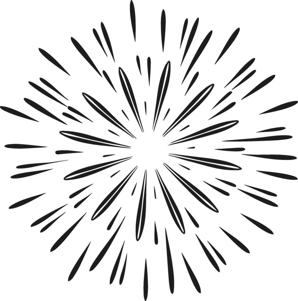 Explosive Comic Style Burst - Radiant Celebration Element in Line Art vector