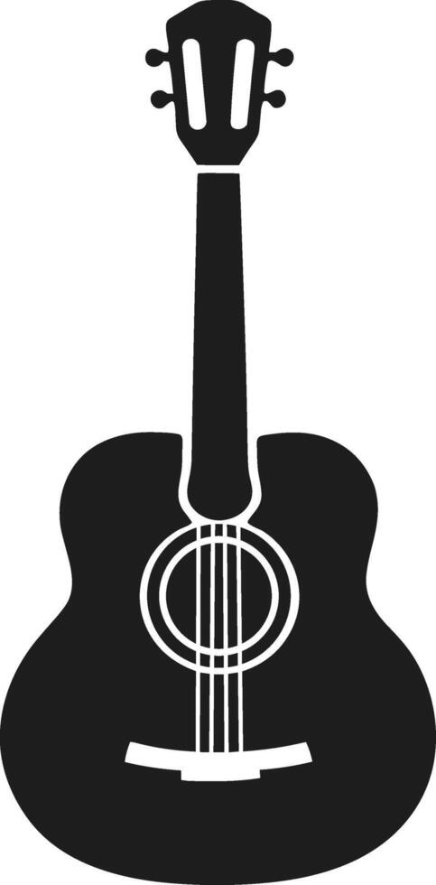 Acoustic Guitar Silhouette Icon - Classic Musical Instrument Illustration vector