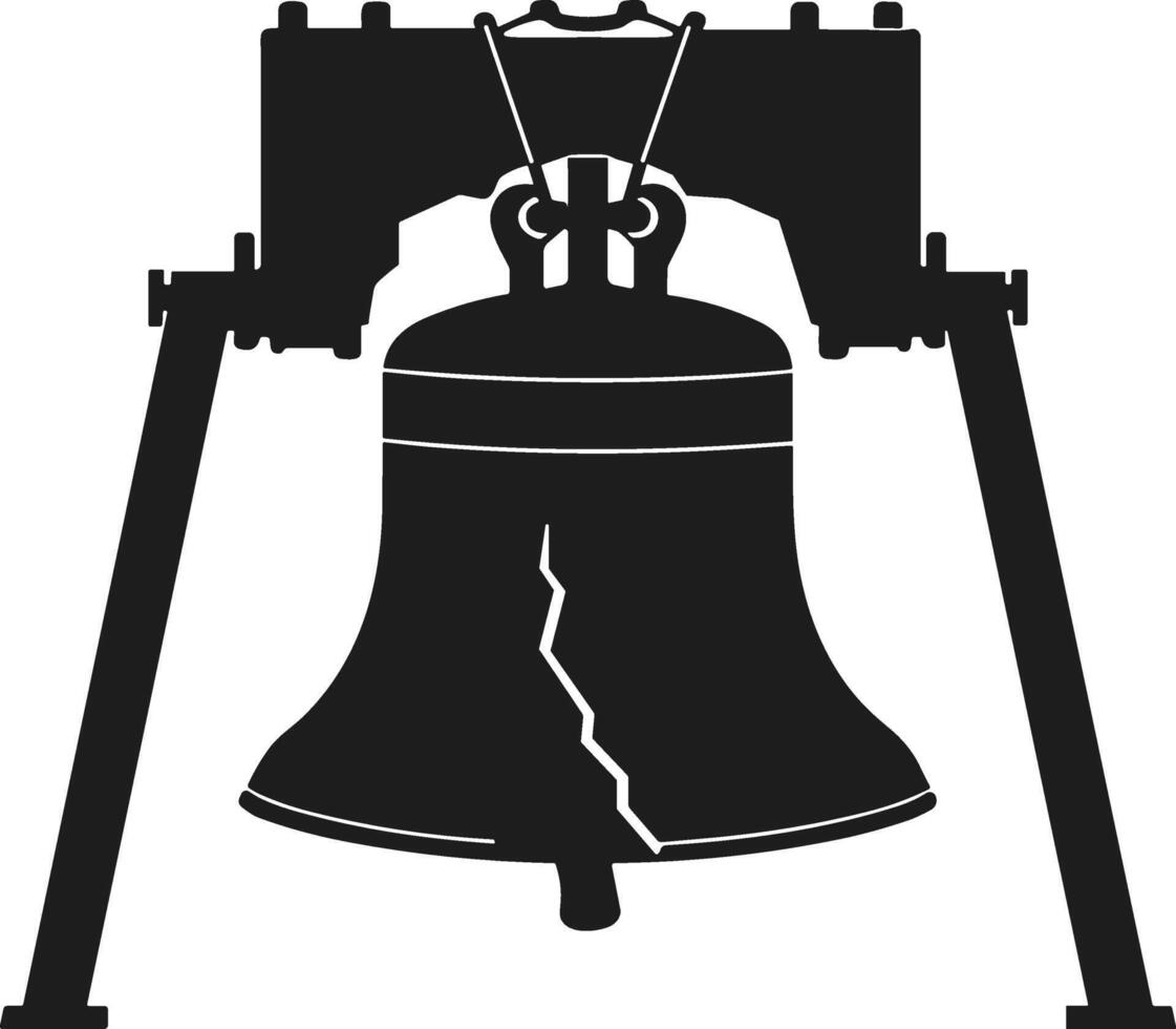 Liberty Bell Silhouette with Stand - Historic American Icon Illustration vector
