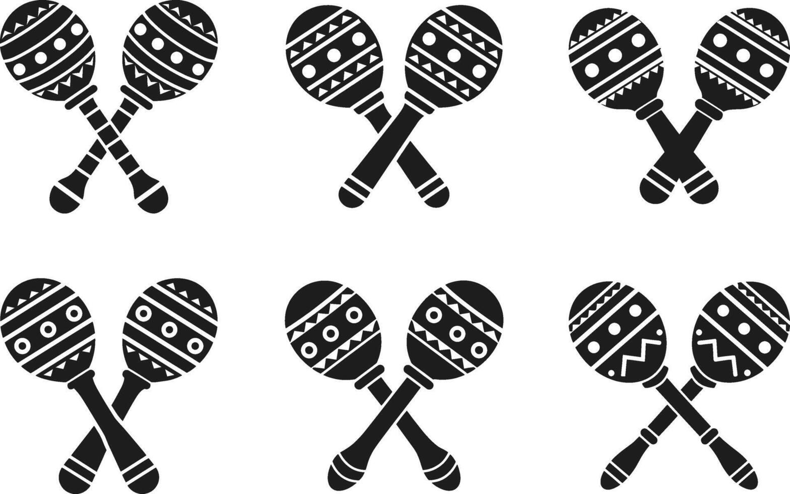 Set of Maracas Silhouettes - Traditional Latin Percussion Instrument Collection vector