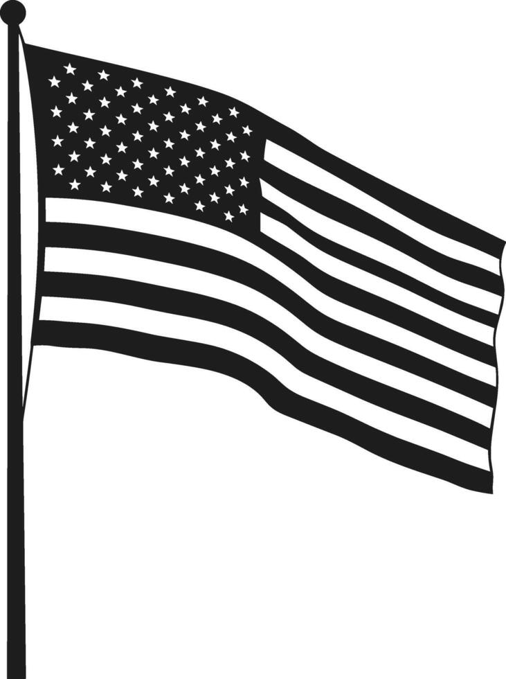 Waving American Flag Silhouette - United States Patriotism Icon vector