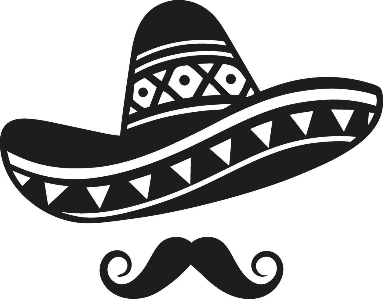 Mexican Sombrero and Mustache Silhouette - Festive Iconic Design Illustration vector