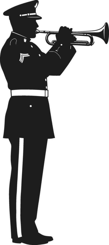 Silhouette of Military Bugler Playing Trumpet - Illustration vector