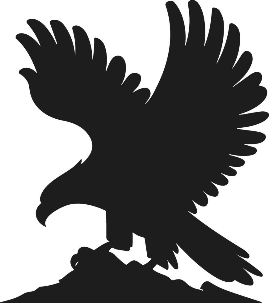 Eagle Silhouette on Rock - Bold Bird of Prey Illustration vector
