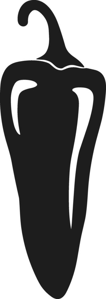 Black Silhouette Chili Pepper - Minimalist Spicy Pepper Illustration vector
