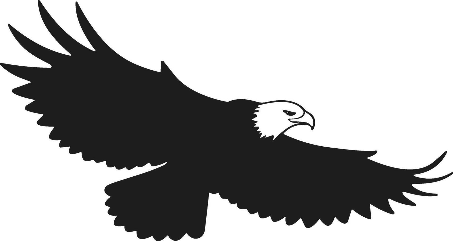 Flying Bald Eagle Silhouette - Majestic Symbol of Strength and Freedom vector