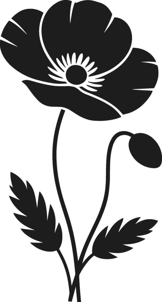 Elegant Poppy Flower Silhouette for Botanical and Decorative Designs vector
