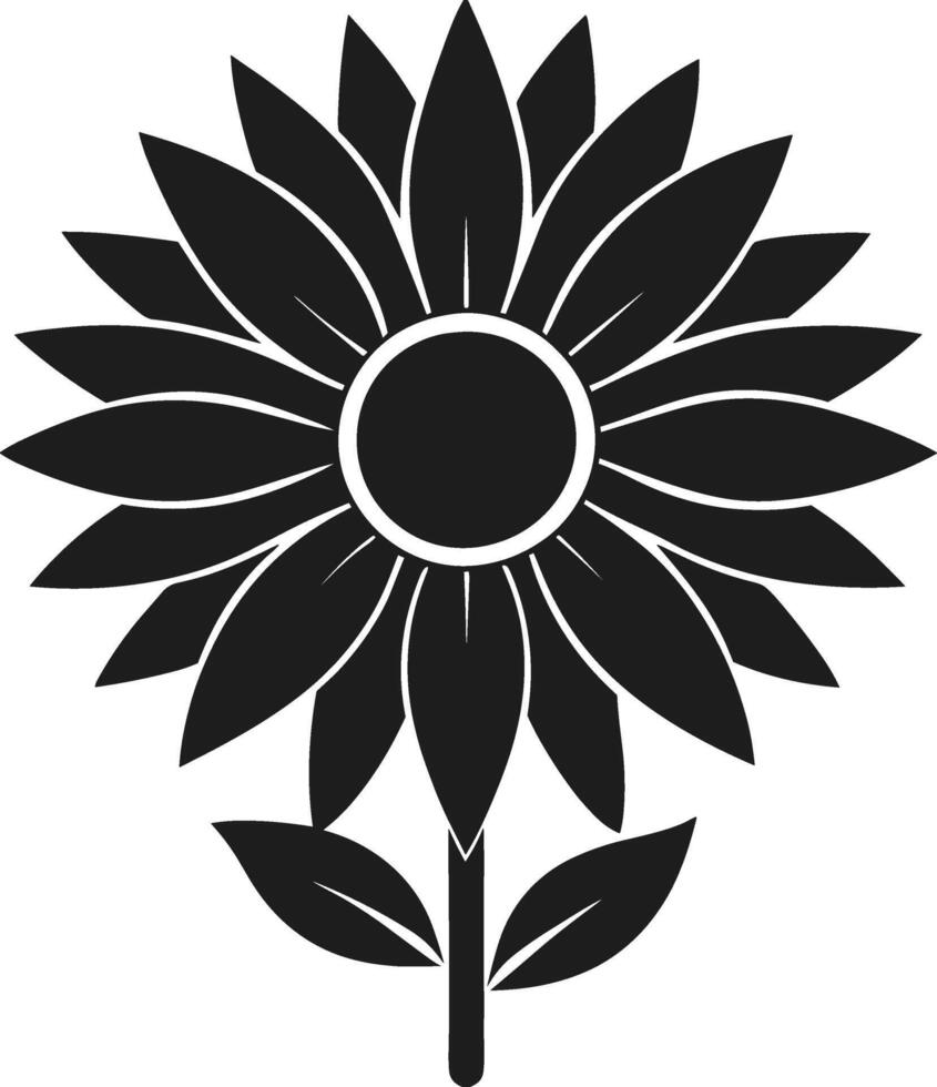 Black Sunflower Silhouette Illustration - Floral Clipart vector