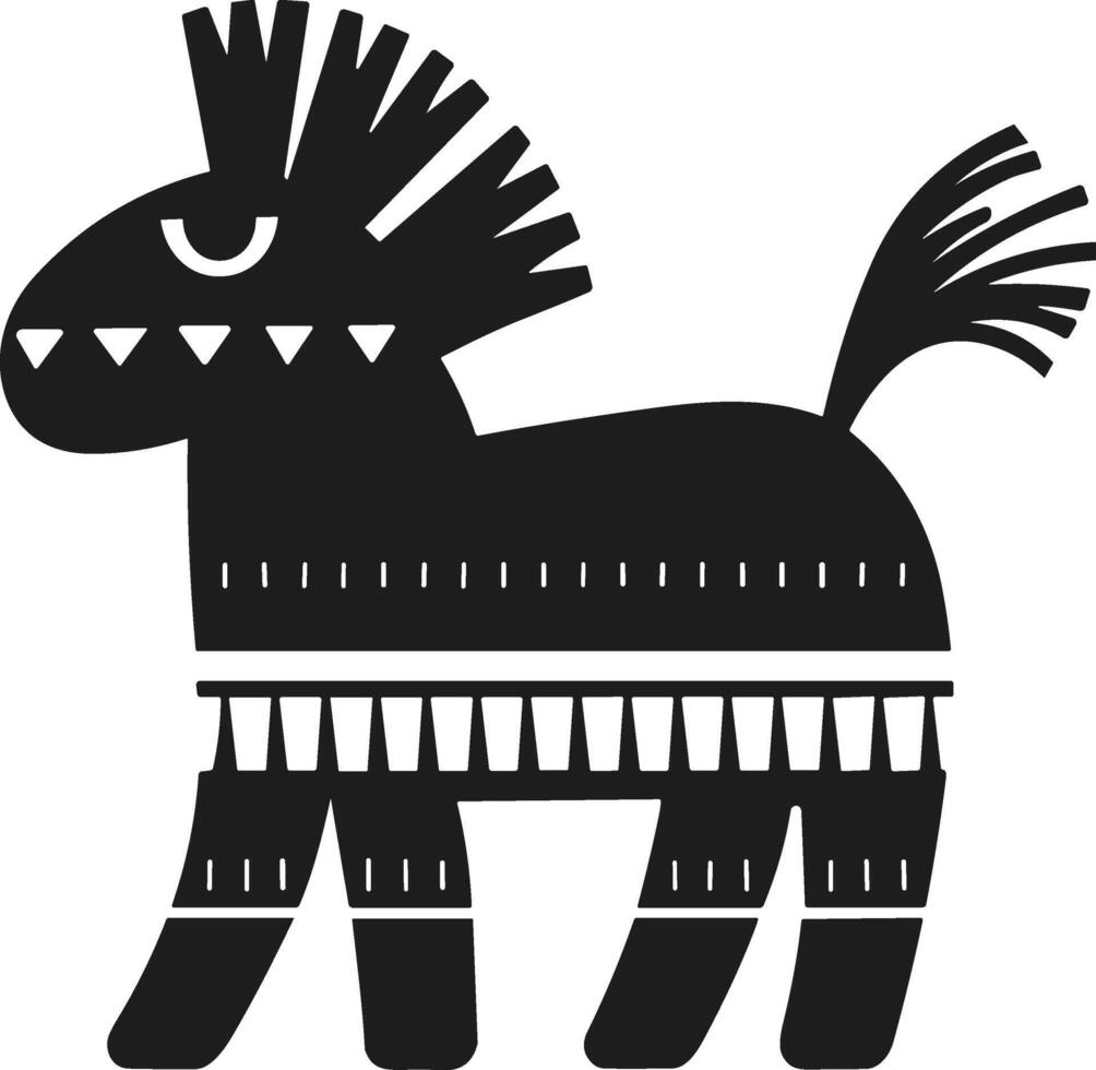 Mexican Pinata Silhouette - Traditional Festive Donkey Icon with Tribal Pattern vector
