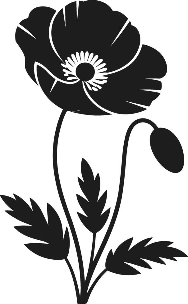 Minimalist Black Poppy Flower Silhouette Illustration vector
