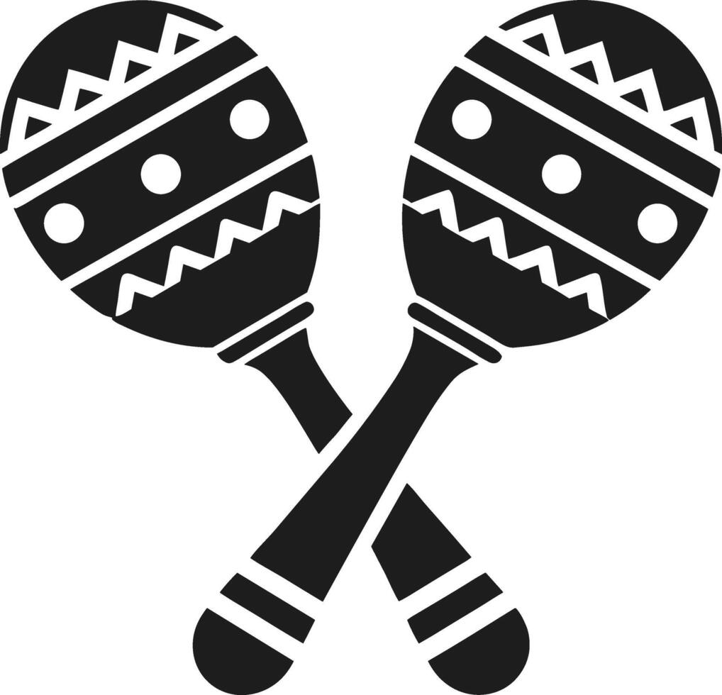 Mexican Maracas Silhouette - Traditional Music Instrument Icon vector