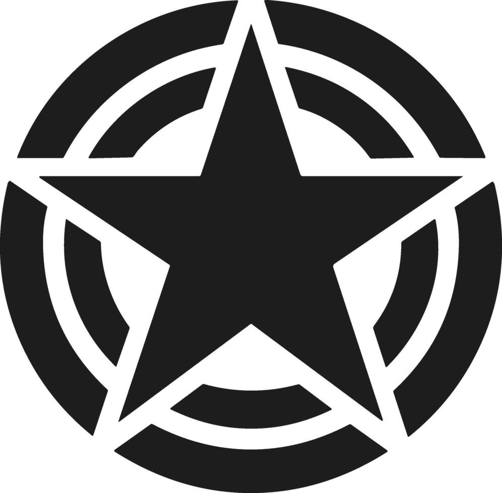 Star Emblem Silhouette - Modern Circular Badge with Bold Design vector