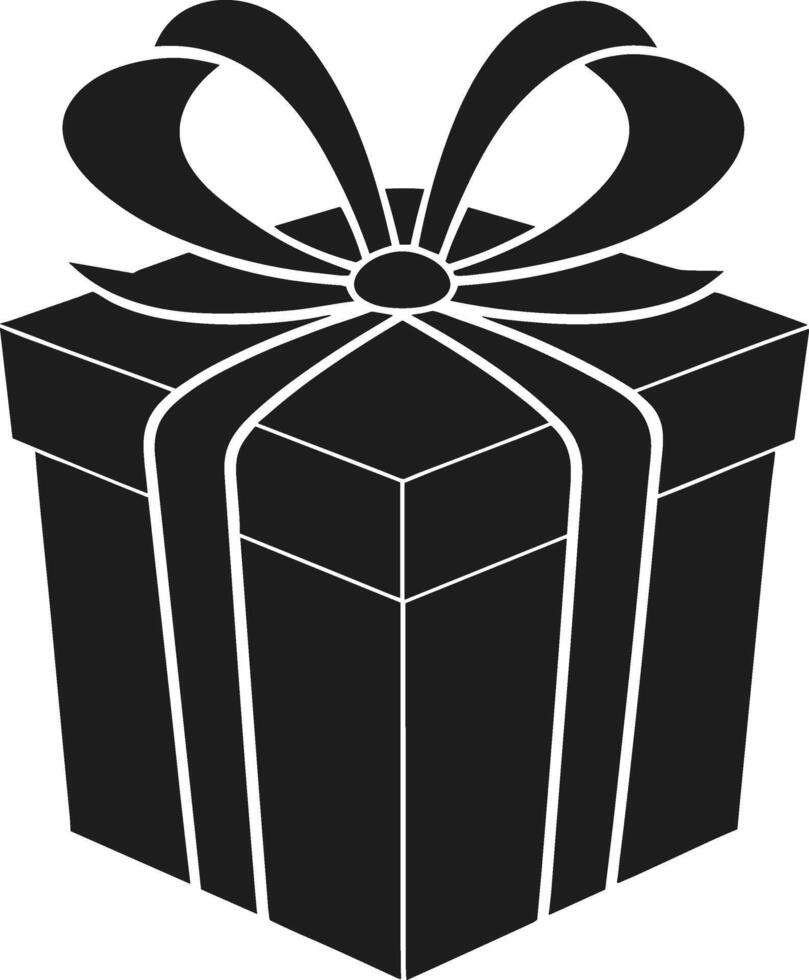 Elegant 3D Gift Box Silhouette with Ribbon Bow - Illustration vector