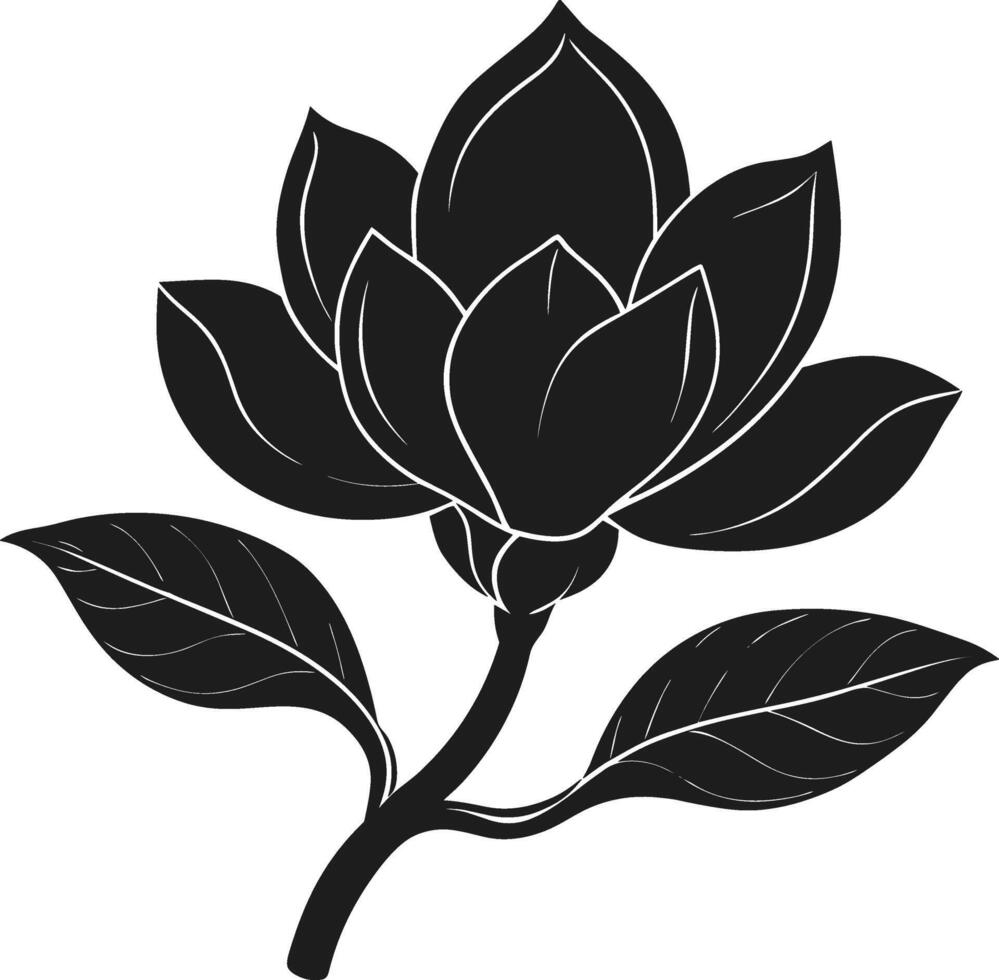Elegant Magnolia Silhouette - Minimalist Floral Illustration vector
