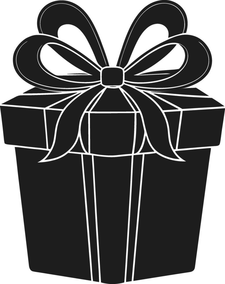 Elegant Gift Box Silhouette with Ribbon Bow - Illustration vector