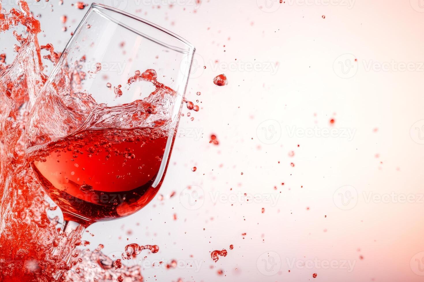 A glass of red wine is splashing into the air photo