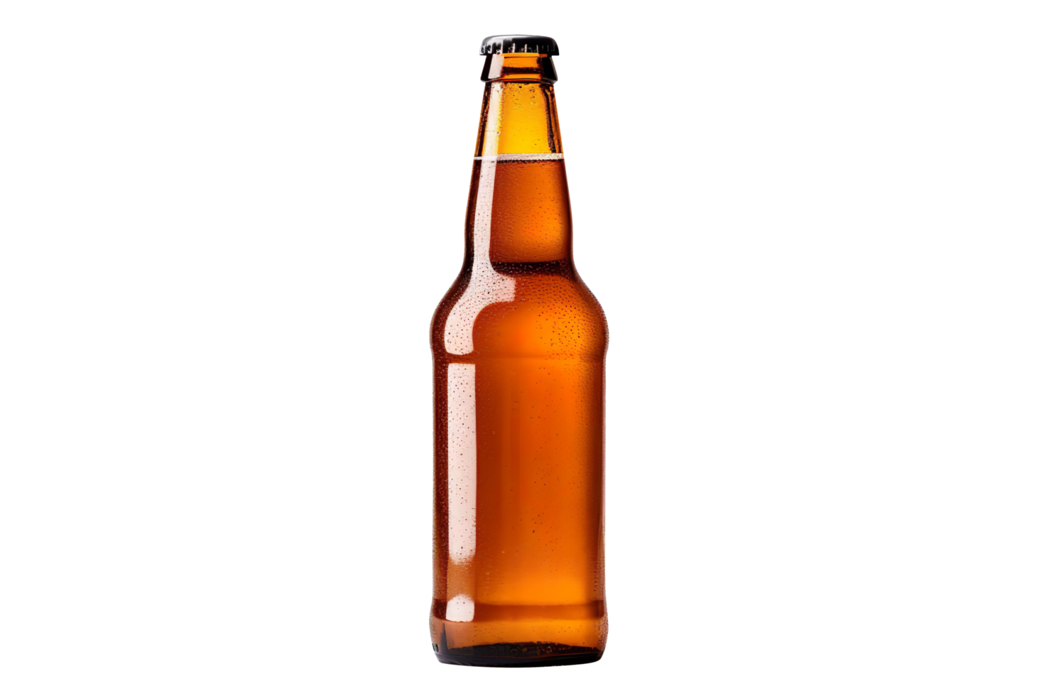 Beer in a clean brown amber bottle isolated on transparent background png