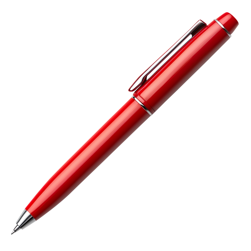 A Red ballpoint pen on transparent background png