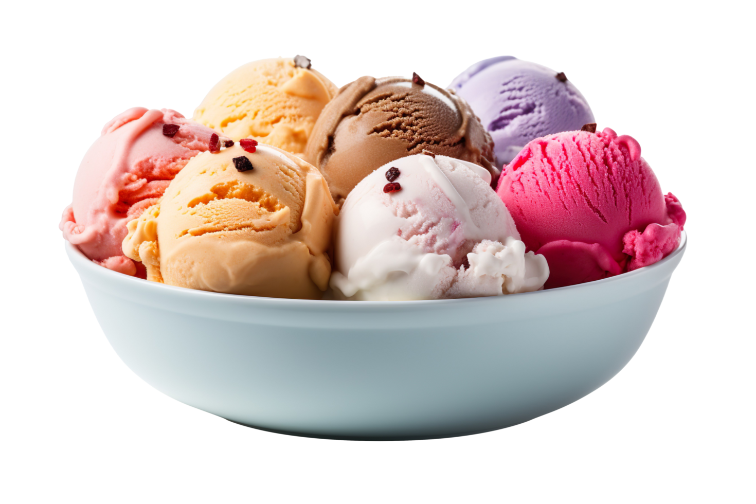 Assorted ice Cream In a Bowl isolated on transparent background png