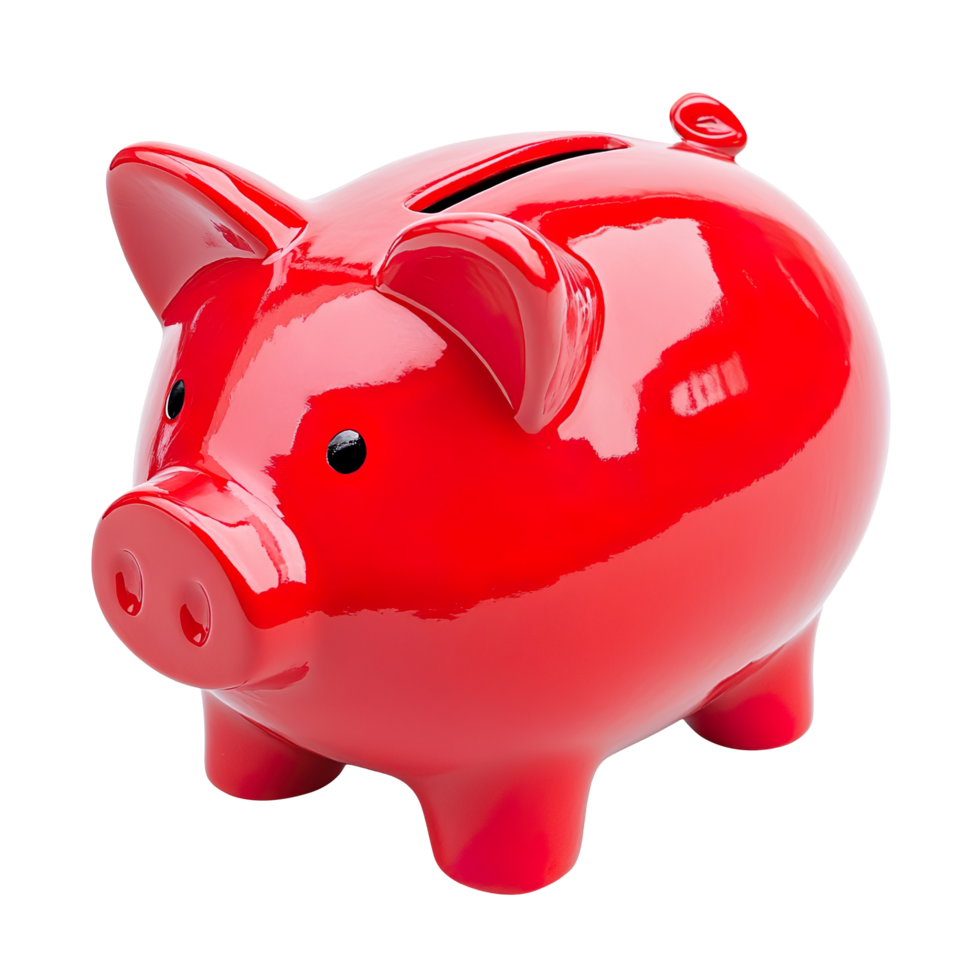 A red piggy bank isolated on transparent background png