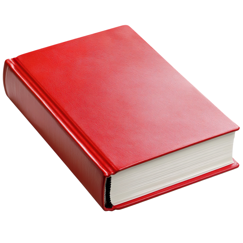 A red book with white pages isolated on transparent background png