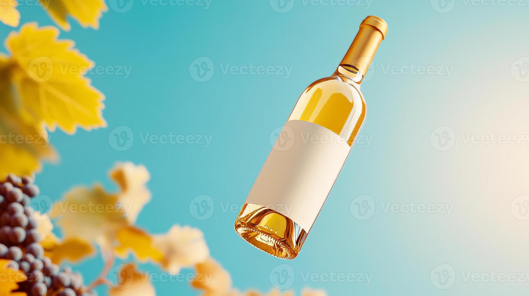 A bottle of wine is floating in the air photo