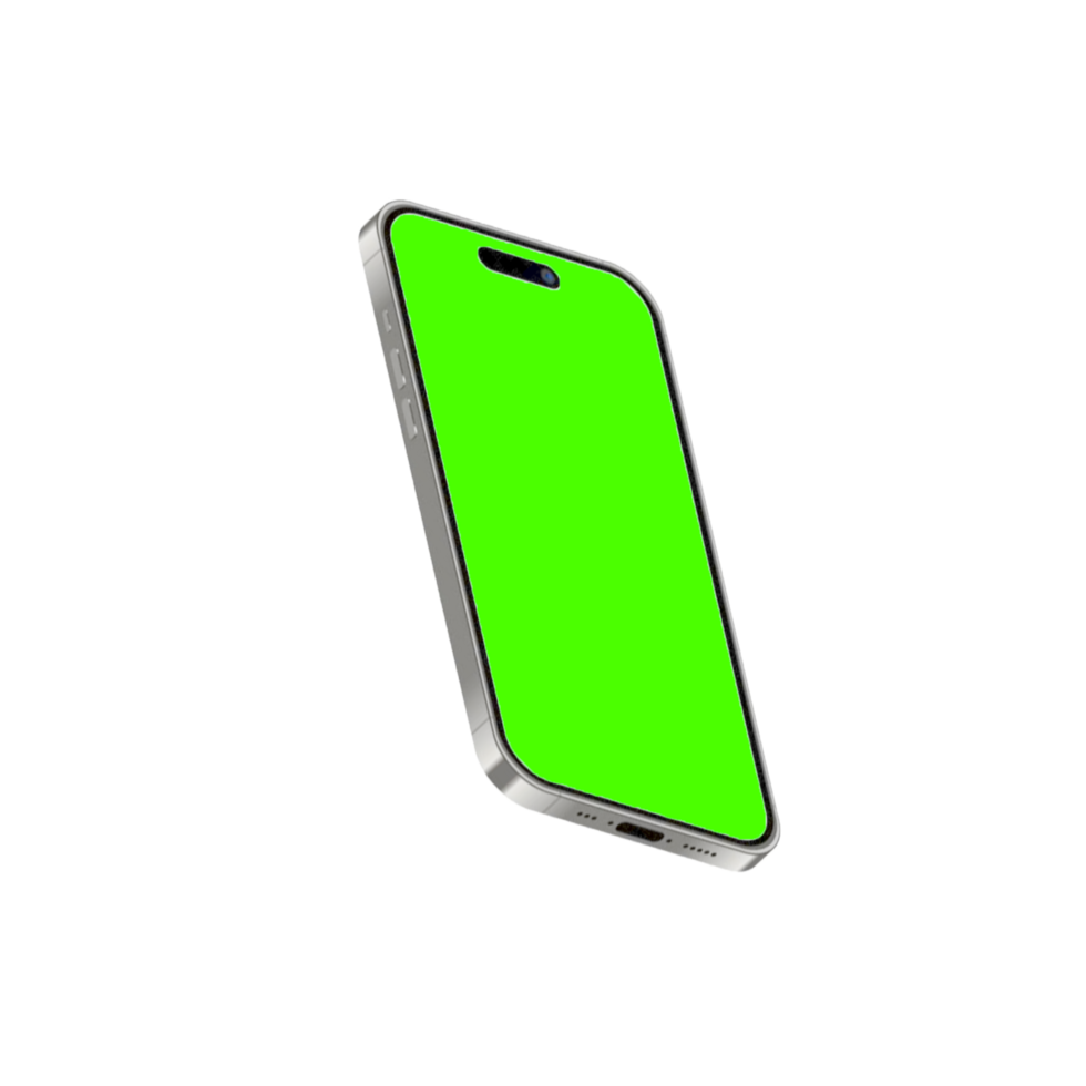 Green screen phone silver png