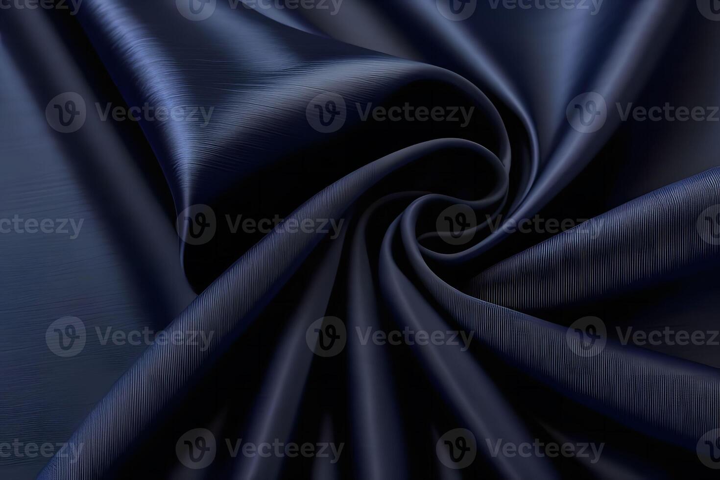 Navy Blue Satin Fabric Swirls Luxurious Texture and Deep Color photo