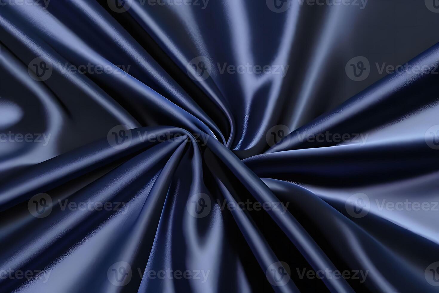 Navy Blue Satin Fabric Drapery Luxurious Texture and Smooth Waves photo