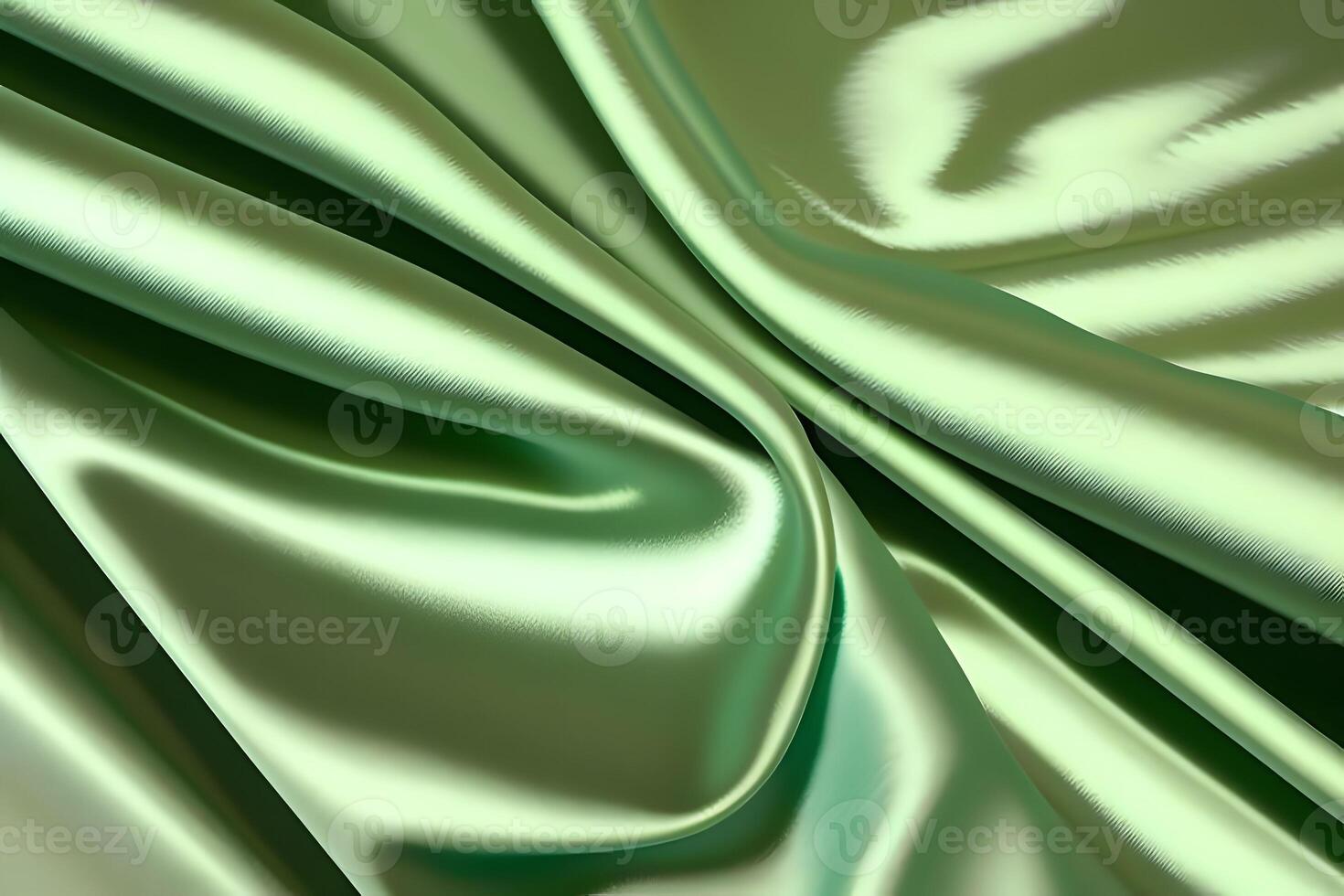 Elegant Draped Light Green Satin Fabric Texture photo